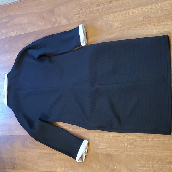 Lila Kass black mock neck shift sneath classic midi dress long sleeves size 6 - Picture 4 of 10